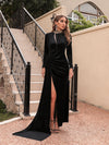 Vestito da sera sexy a collo alto in velluto coreano da donna