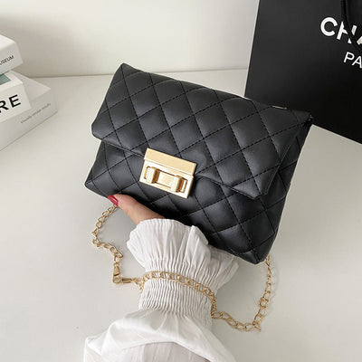 All-match Diamond Plaid Embroidered Women's Twist Lock Bag