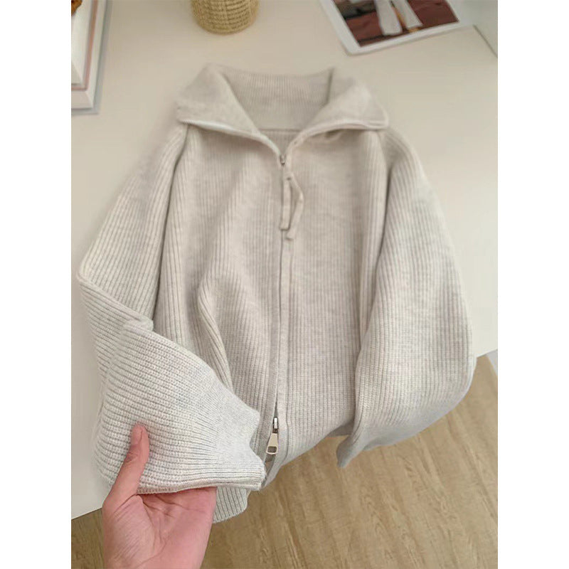 Spring Concise Idle Style Soft Glutinous Coat Thermal Knitting Coat