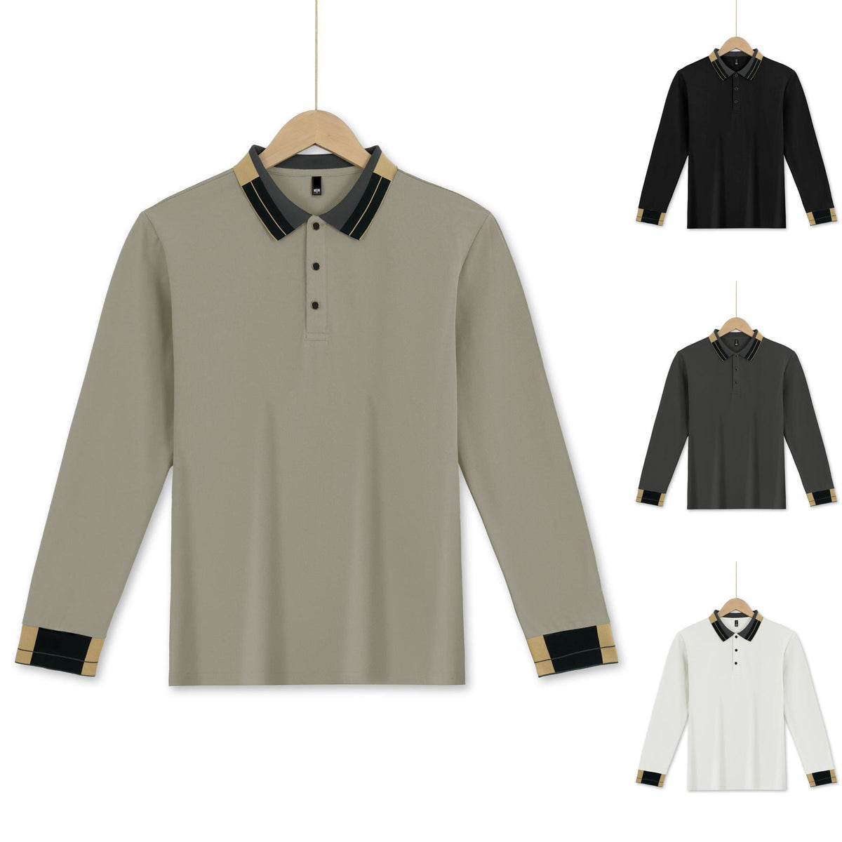 Camicia a maniche lunghe da uomo con risvolto, a tinta unita, abbottonata, casual ed elegante