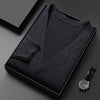 Men's Knitted Cardigan Solid Color And V-neck Basic Style Sweater Coat For Men