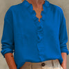 Camicetta da donna casual a maniche lunghe con scollo a V e bordo in pizzo