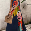 Women's Fashionable Colorful Leaf Printed Strappy Dress Maxi Women Outfit