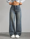 Wide-leg Jeans High Waist Multi-pocket Straight-leg Pants