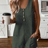 Sleeveless Romper Jumpsuit - Button Front