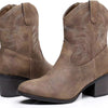European And American Retro Chunky Heel Side Zip Western Denim Boots