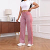 Pantaloni da donna in denim elasticizzato slim-fit a gamba larga con inserti a pannello