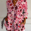 Camicia da donna a maniche lunghe, stampa floreale retrò ed elegante