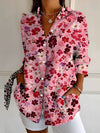 Camicia da donna a maniche lunghe, stampa floreale retrò ed elegante