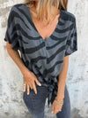 Women's V-neck Print Lace-up Zebra Pattern