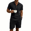 Set di pantaloncini e camicia a maniche corte casual da uomo in lino