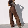 Corduroy High Waist Casual Long Slim Straight Wide Leg Pants