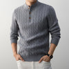 Half-height Henry Collar Button Twisted Sweater Thick Fashion Men's Knitwear