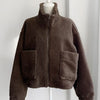 Retro Half Turtleneck Zipper Large Pocket All-matching Thick Warm Coat
