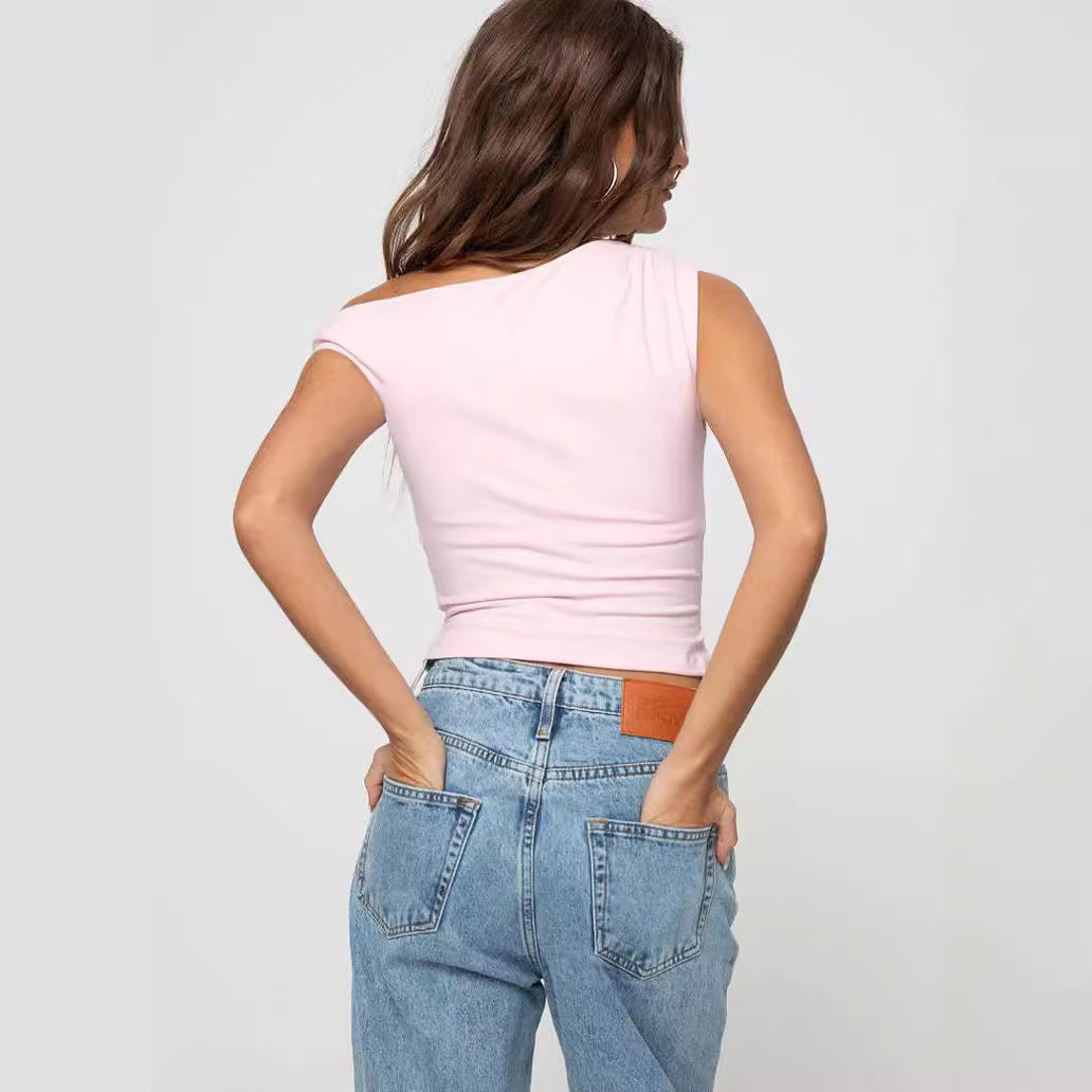 Top sexy da donna senza maniche con spalle scoperte