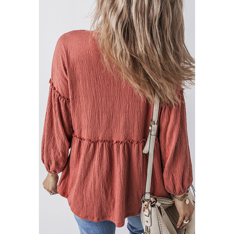 New Solid-color Chiffon Blouse For Women Casual Style