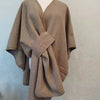 Fur Collar Fur Ball Knitted Cardigan Cape And Shawl