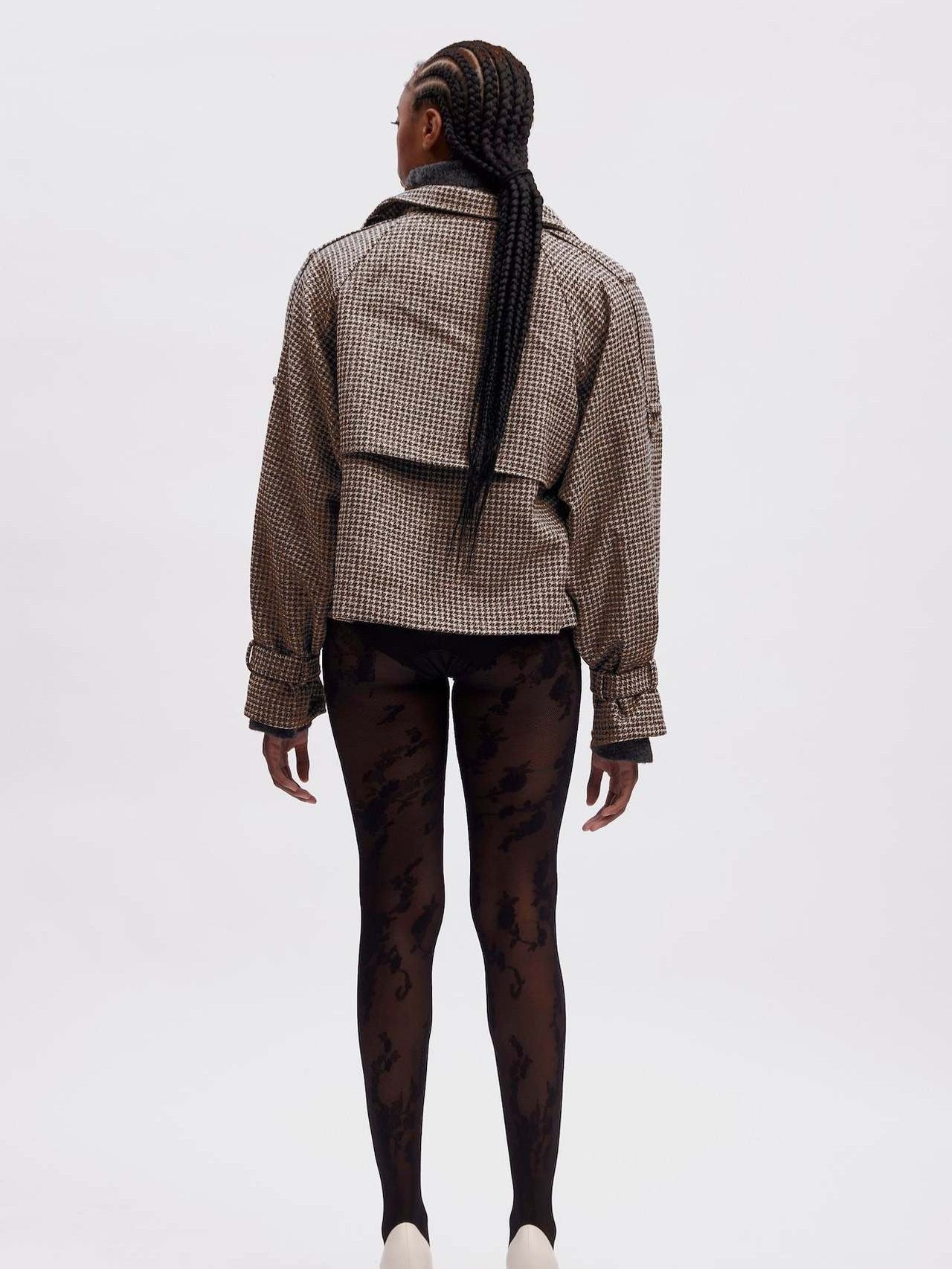 Fashionable Short Checkered Coat For Women