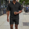 Polo da uomo, casual, a maniche corte, pantaloncini sportivi