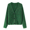 Colorized Sweater V-neck Knitted Jacket Women's Single-breasted Loose