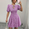 Womens Fashionable Printed Slim-Fit Pleated Dress