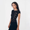 Top da donna sexy e alla moda, aderente con pizzo traforato