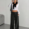 Casual Women's Front And Back Pockets Loose Solid Color Pockets Mopping Wide Leg Pants