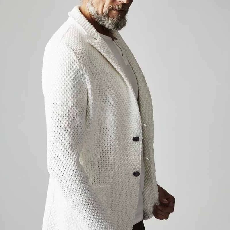Lapels Suit Casual Knitted Jacket Cardigan Sweater
