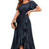 Dress With A High Slit And Sleeves
