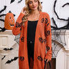 Women's Halloween Pumpkin Head Jacquard Knitted Cardigan Coat Sweater