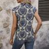 Estate Nuovo Stile Alla Moda Top Largo con Stampa Scollo a V e Maniche a Kimono