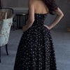 Black Strapless Polka Dot Full Skirt Maxi Dress