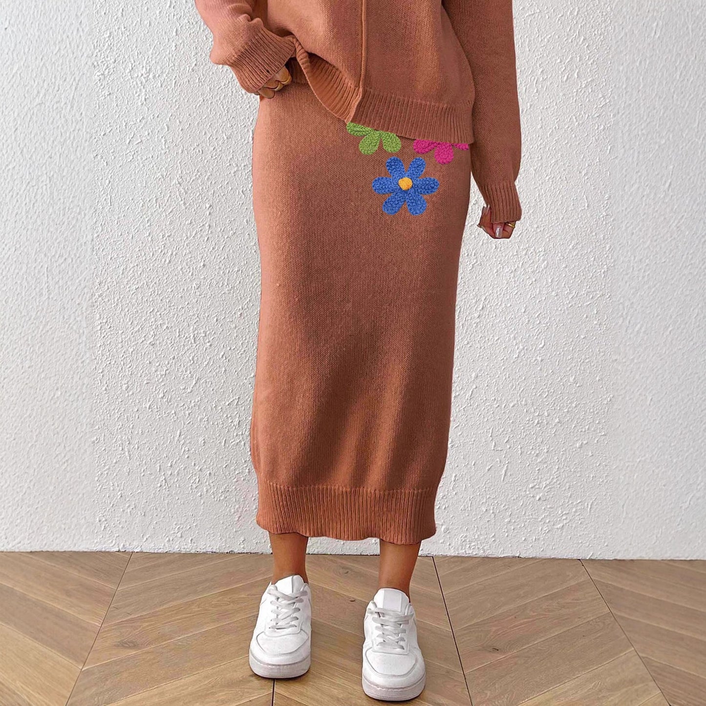 Women's Mid-length Elegant Embroidered Three-dimensional Flower Stitching Skirt