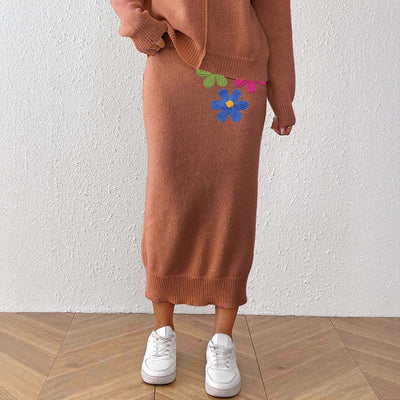 Women's Mid-length Elegant Embroidered Three-dimensional Flower Stitching Skirt