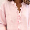 Camicia in cotone a maniche lunghe con balze