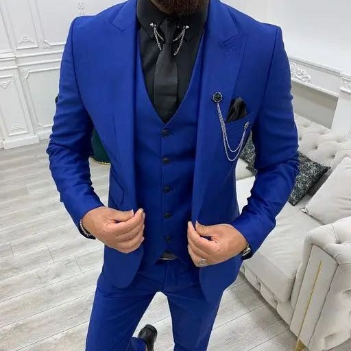 Abito da uomo completo a tre pezzi per ospite banchetto, taglie forti da uomo, vestibilità slim semplice