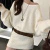 Off-shoulder Loose-fitting Women's Sweater Skirt Casual Knitted Top