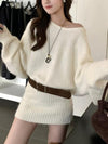 Off-shoulder Loose-fitting Women's Sweater Skirt Casual Knitted Top
