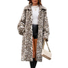 New Over-the-knee Leopard Print Thickened Temperament Plush Coat