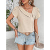 Top a maglia a maniche corte casual da donna slim-fit
