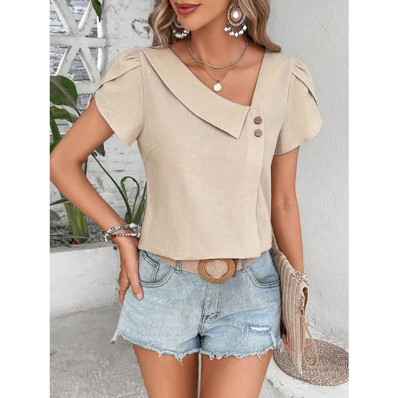 Top a maglia a maniche corte casual da donna slim-fit