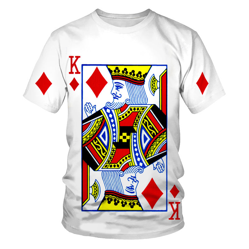 T-shirt da uomo Poker stampa digitale 3D a maniche corte