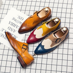 Men's Color-blocking Leather Shoes Fashion Trend