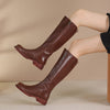 Retro British Style Temperament Genuine Leather Long Boots