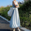 New Korean-style Sky-blue Vest Dress