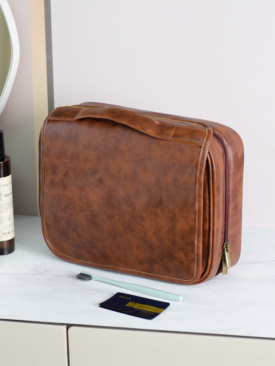 Men's Business Pu Toiletry Bag With Large Capacity And High-end Storage