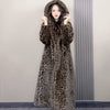 Loose Plus Size Long Leopard Print Fur Coat