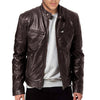 Pu Leather Collar Slim Leather Jacket