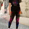 Women's Alphabet Printed Round Neck T-Shirt And Leggings Set