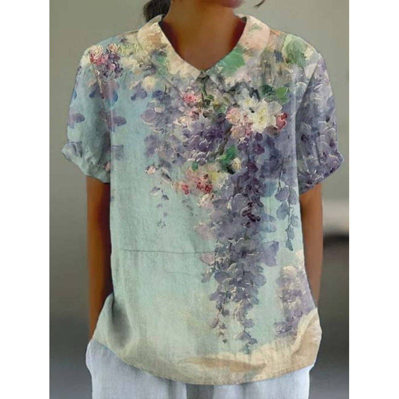 Pullover da donna a maniche corte stampato